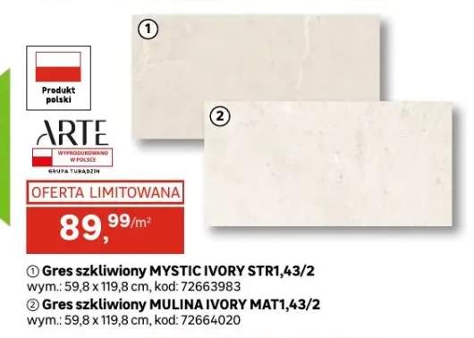 Gres szkliwiony Mystic Ivory STR1,43/2 Arte +1 wariant