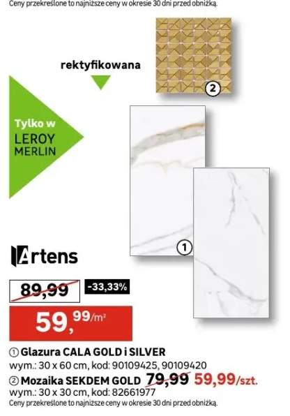 Glazura Cala Gold Artens 30x60 cm +2 warianty