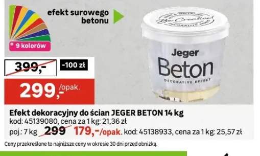 Efekt dekoracyjny do ścian Jeger Beton 14 kg +1 wariant