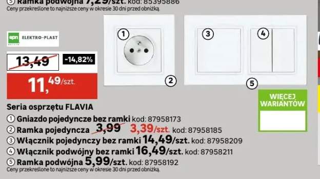 Gniazdo pojedyncze bez ramki Flavia Elektro-Plast +4 warianty