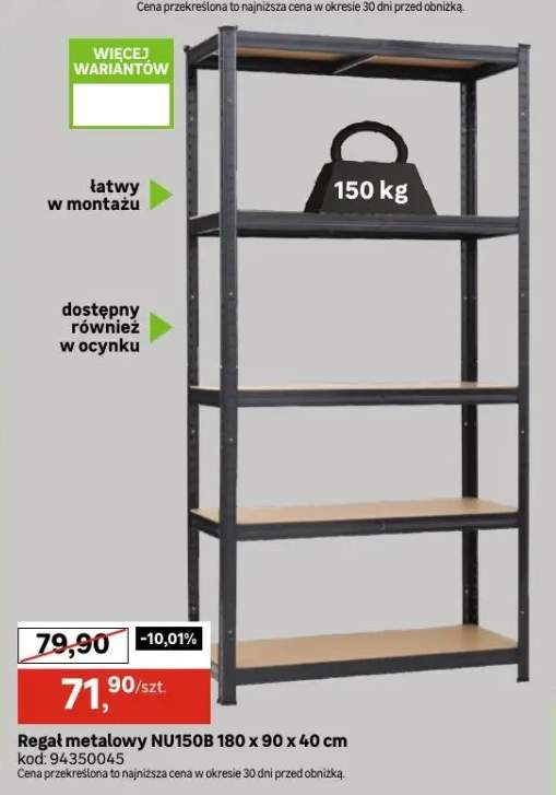 Regał metalowy NU150B 180x90x40 cm
