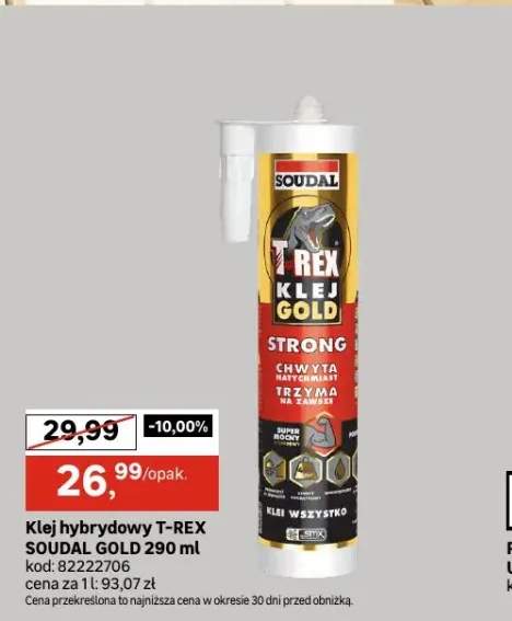 Klej hybrydowy T-Rex Soudal Gold 290 ml